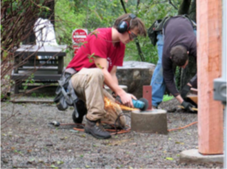 Other than concrete footings and steel bracket plates the rest of the arbor is all pinned mortise and tenon joiner