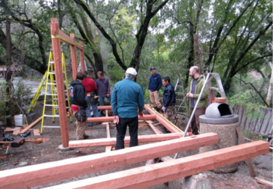 Completing and raising the mortise and tenon side assemblies