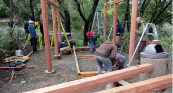 Completing and raising the mortise and tenon side assemblies