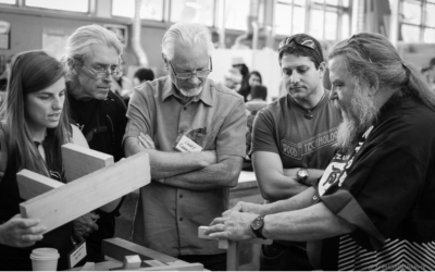Photo of Jay van Arsdale demonstrating woodworking techniques